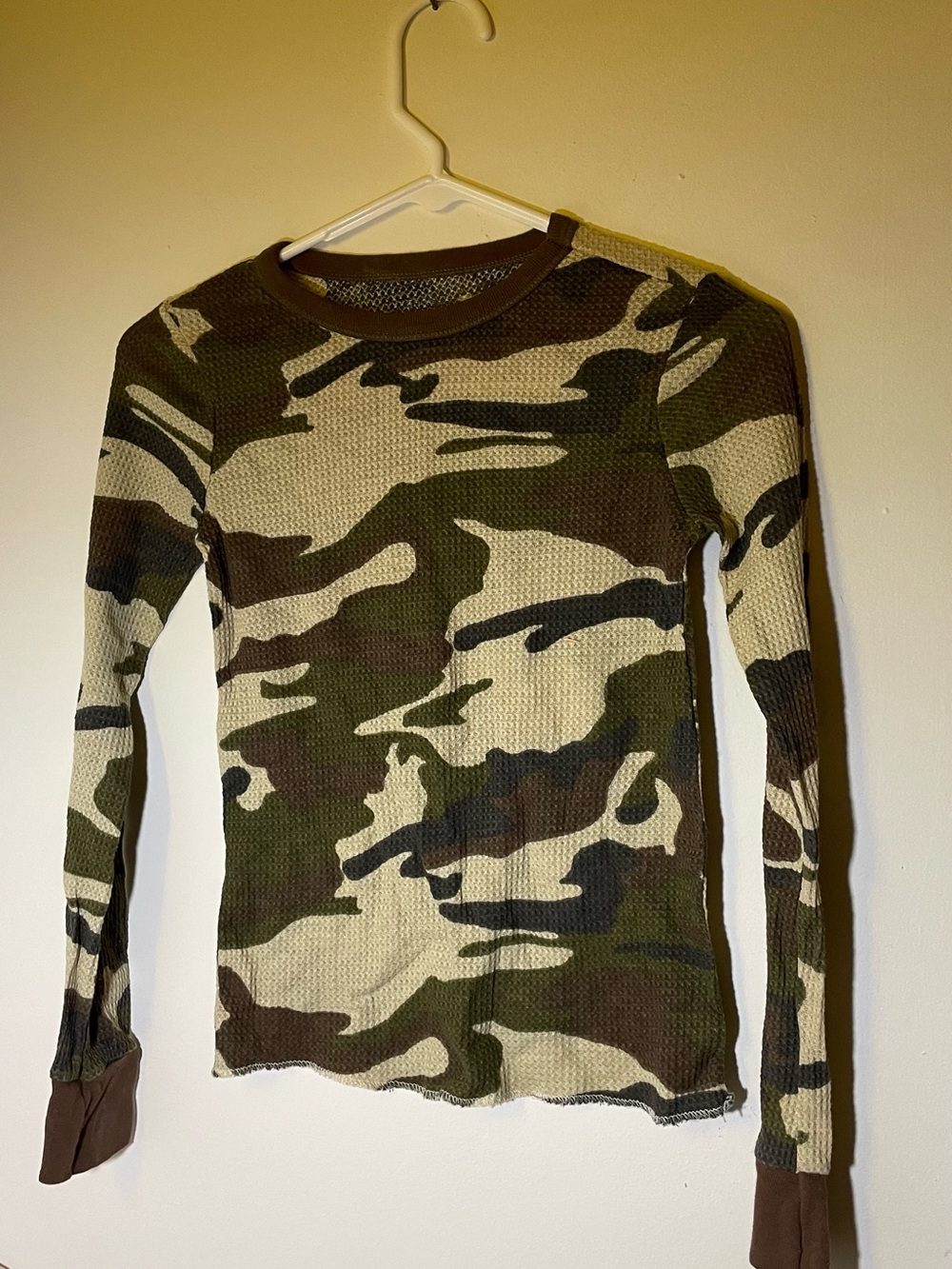 Faded Glory Kids Camo Long Sleeve Shirt - Green, Brown, Cream